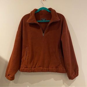 Abercrombie & Fitch Quarter Zip Rust Red